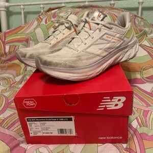 New Balance 1080 v13 white, orange, and green trainers